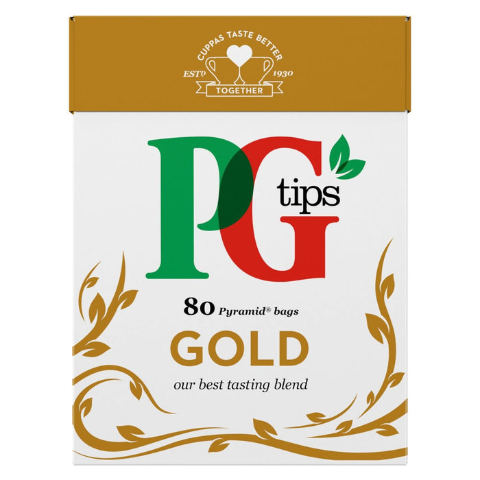 PG Tips أكياس شاي الهرم الذهبي 80 لكل علبة