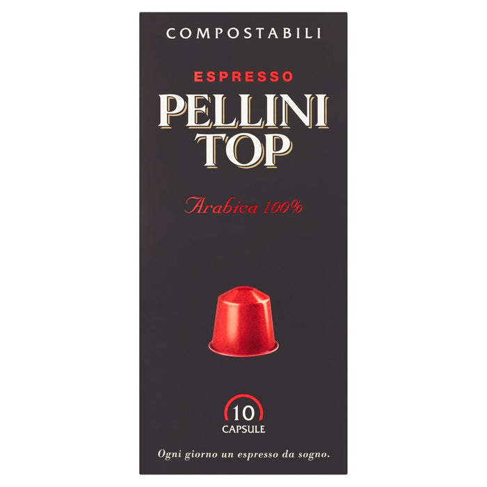 Pellini Top Arábica 100% compostable Cápsulas de café compatibles con Nespresso 10 por paquete