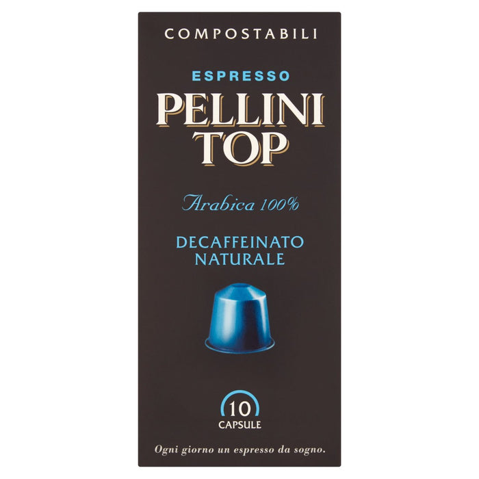 Pellini Top Arábica Decaff Compostible Cápsulas de café compatibles con Nespresso 10 por paquete