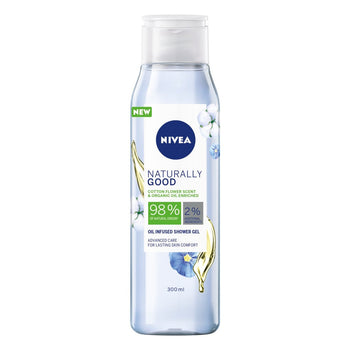 Nivea Naturalmente buena flor de algodón y aceite orgánico gel de ducha infundido 300ml