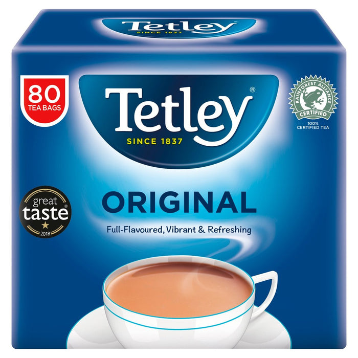 Bolsitas de té Tetley 80 por paquete 