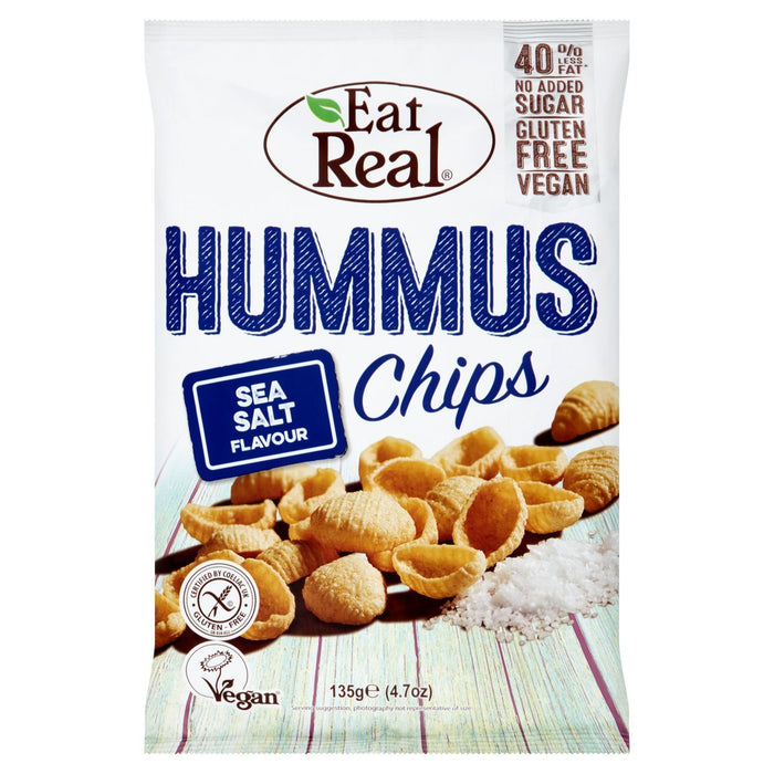 Come chips con sabor a sal marina de hummus real 135g