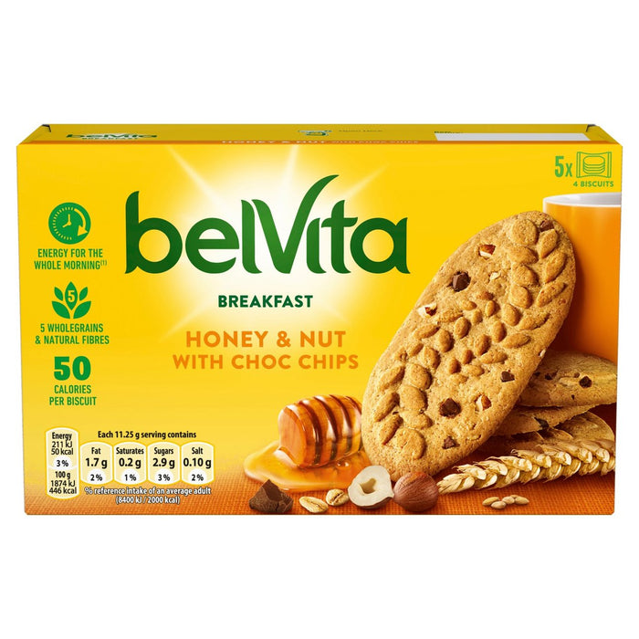 Belvita Honey & Nuts Choc Chips Desayuno Biscuits 5 x 45g