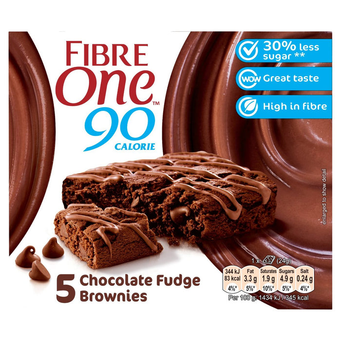 فايبر وان 90 سعرة حرارية من شوكولاتة فادج براوني بار 5 × 24 جم
