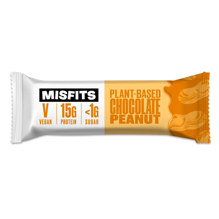 Misfits barra de proteína de maní de chocolate vegano 45g