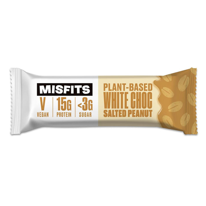Misfits barra de proteína de maní salada vegana de chocolate blanco 45G