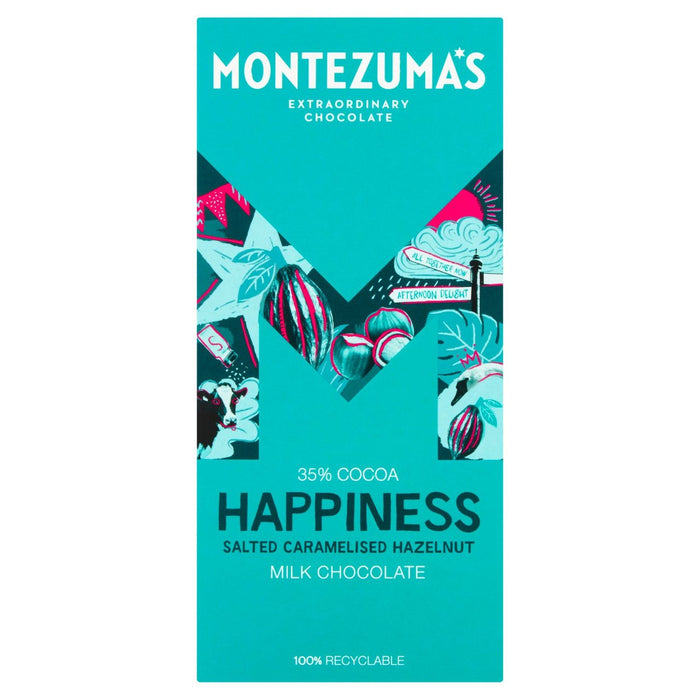 Chocolat de lait de bonheur de Montezuma avec noisettes caramélisées salées 90g