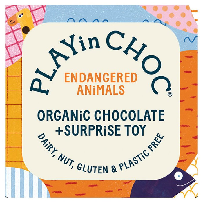 Playin Choc gefährdete Tiere Bio -Schokolade plus Überraschungsspielzeug 50g