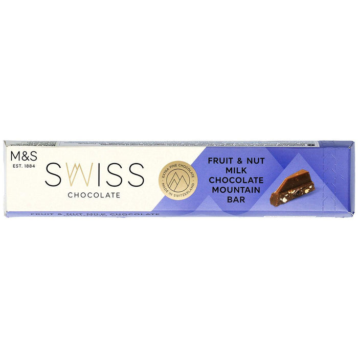 M&S Swiss Fruit & Nut Mild Chocolate Mountain Bar 100g