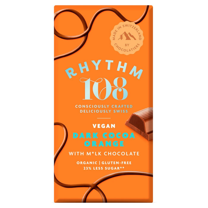 Rhythm108 Tableta llena de naranja de chocolate negro 100g
