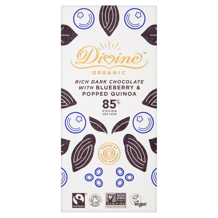 Divine Organic 85% oscuro con arándanos y quinua 80G