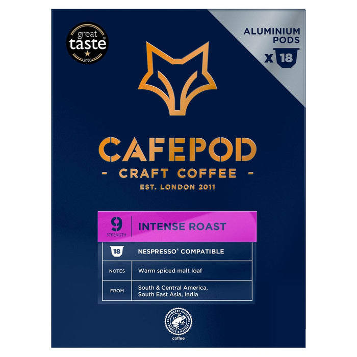 CafePod Intense Roast Nespresso Compatible Aluminium Coffee Pods 18 per pack
