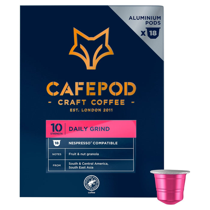 كبسولات قهوة من الألومنيوم من CafePod SW18 Daily Grind متوافقة مع نسبريسو، 18 في كل عبوة