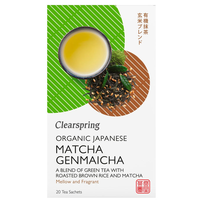 ClearSpring Organic Japanese Matcha Genmaicha Green Tea Teakings 20 par paquet