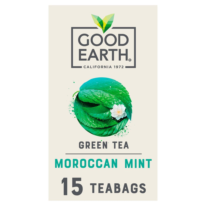 Buenas bolsas de té de la Tierra Menta marroquí y té verde 15 por paquete