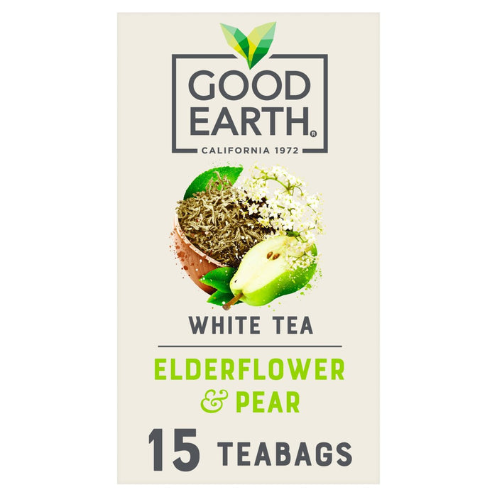 Buenas bolsas de té de la Tierra Té blanco Flower y pera 15 por paquete