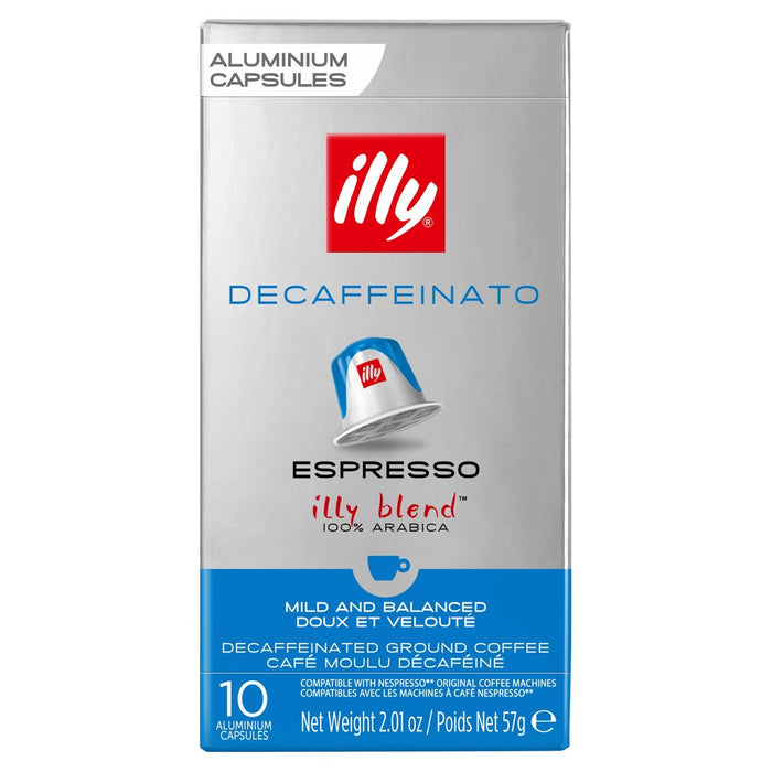 Cápsulas de café espresso descafeinadas illy 10 por paquete