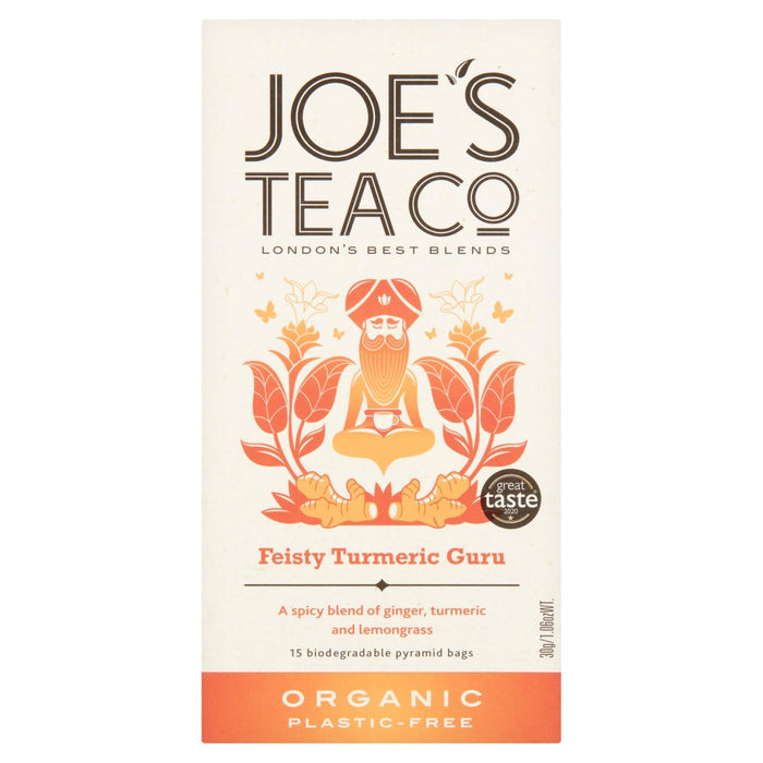 Joe's Tea Co. Bio -lebhafte Kurkumapuru -Tee 15 pro Packung