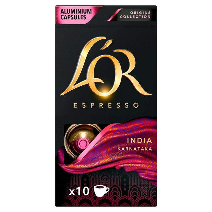 L'Or Origins Indien Intensität 10 Kaffeeschoten 10 pro Packung
