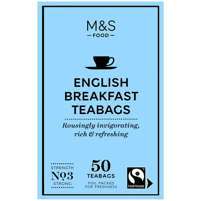 أكياس شاي الإفطار الإنجليزي من M&S Fairtrade، 50 كيسًا في كل عبوة