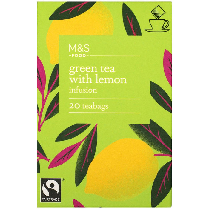 شاي أخضر من M&S Fairtrade مع الليمون، 20 كيسًا في كل عبوة