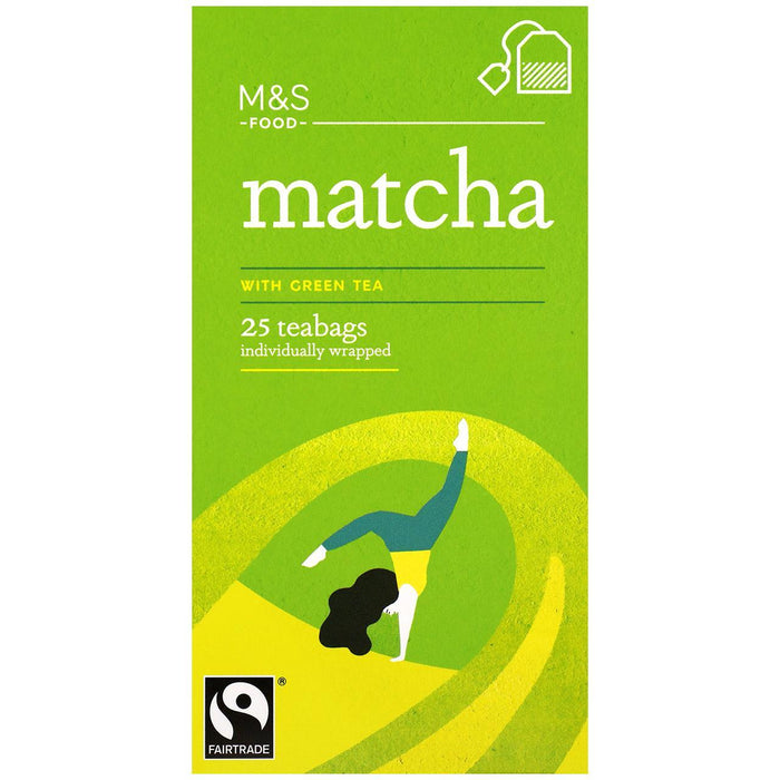 أكياس شاي ماتشا الأخضر من M&S Fairtrade، 25 كيسًا في كل عبوة