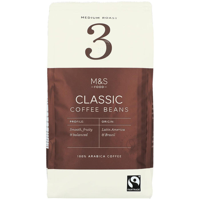 M & S Fairtrade Medium klassische Kaffeebohnen 227G