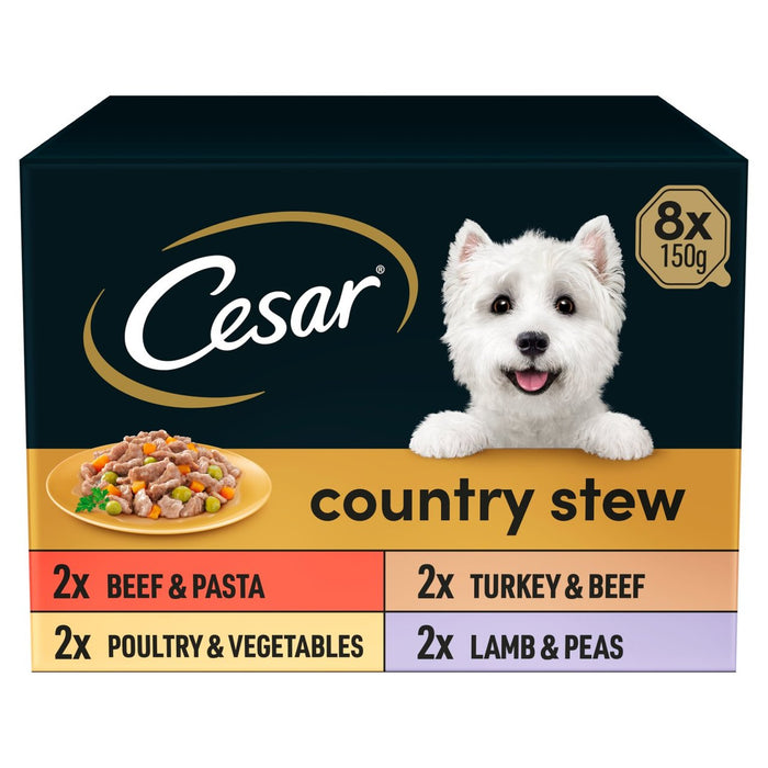 صواني طعام الكلاب الرطبة البالغة من سيزار كانتري ستيو، تشكيلة خاصة 8 × 150 جرام