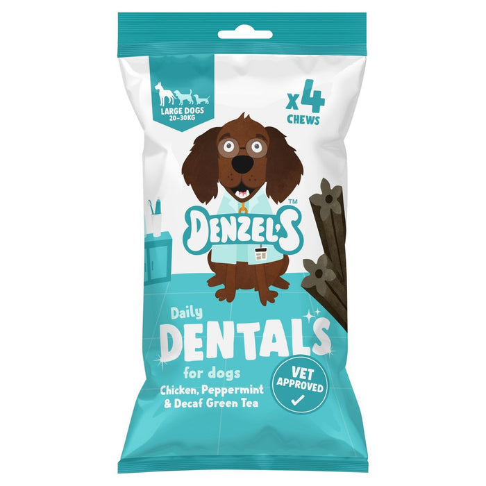 Denzel's Daily Dentals para perros grandes Peppermint de pollo y té verde descafeinado 120G