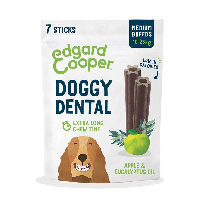 إدغارد آند كوبر أعواد أسنان الكلاب المتوسطة الحجم ذات التفاح والأوكالبتوس 7 في كل عبوة