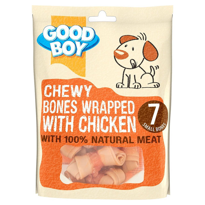 Buen chico, huesos masticables, envueltos con golosinas para perros de pollo 7 por paquete