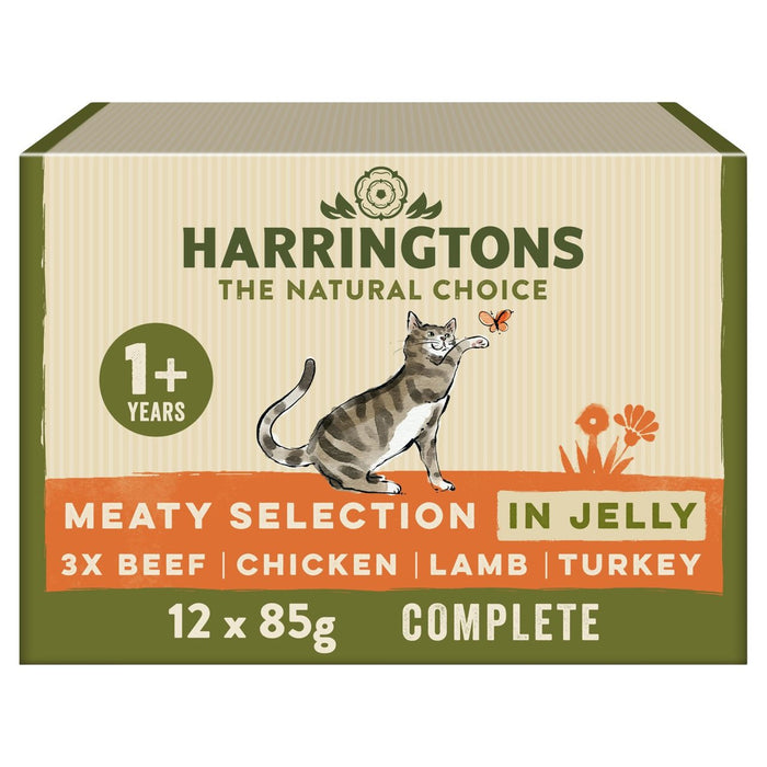 هارينجتونز طعام رطب للقطط البالغة في عبوة جيلي 12 × 85 جم