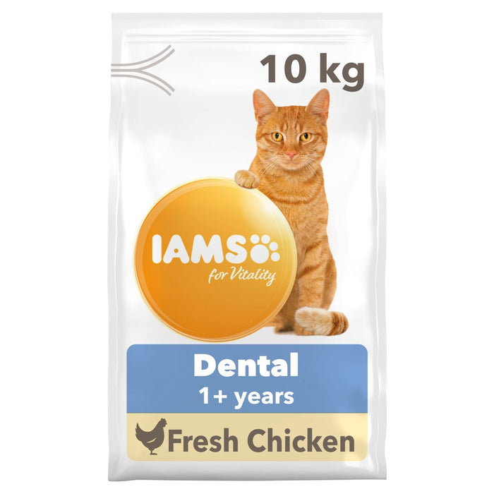 IAMS طعام جاف للقطط من أجل حيوية الأسنان بالدجاج الطازج 10 كجم