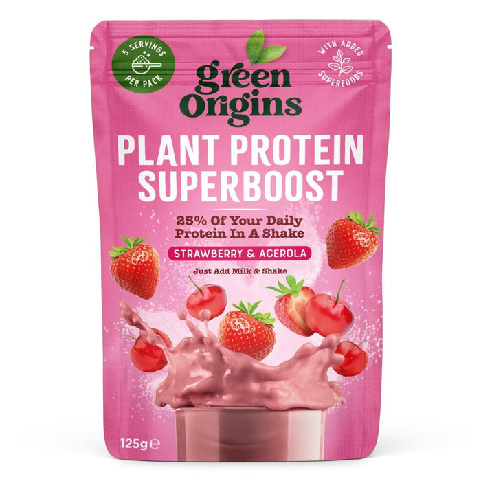 Green Origins Superboost Strawberry & Acerola Plant Protein Powder 125g