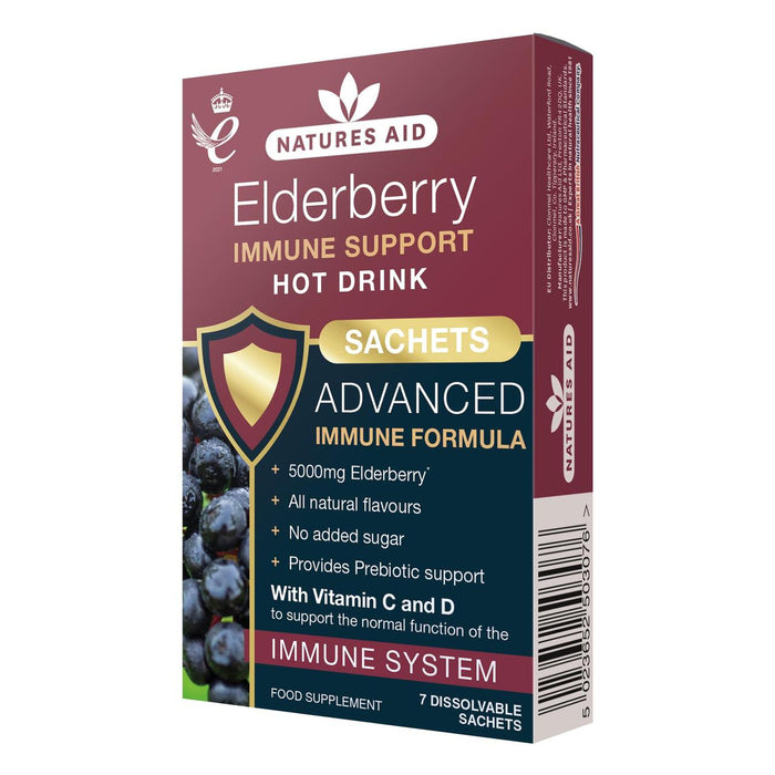 Natures Aid Elderberry Immune Support أكياس المشروبات الساخنة 7 في كل عبوة