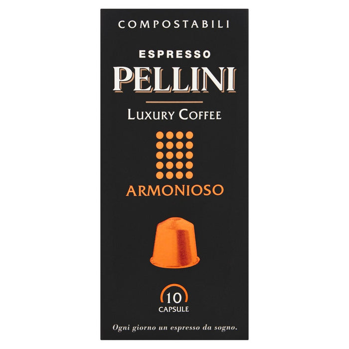 Pellini Luxury Armonioso Compostible Cápsulas de café compatibles con Nespresso 10 por paquete