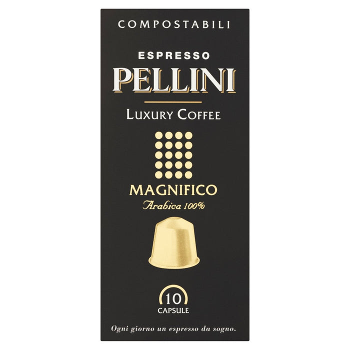 Pellini Luxus Magnifico kompostierbarer Nespresso -kompatibler Kaffeekapseln 10 pro Packung