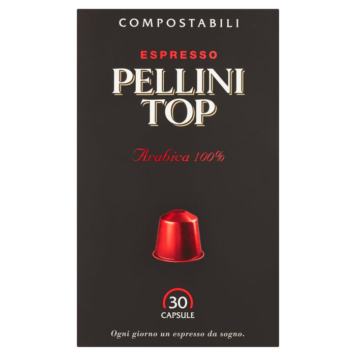 Pellini Top Arábica 100% compostable Cápsulas de café compatibles con Nespresso 30 por paquete