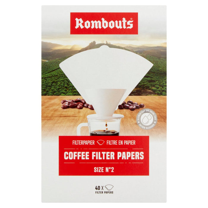 Papeles de filtro de café Rombouts N2 40 por paquete