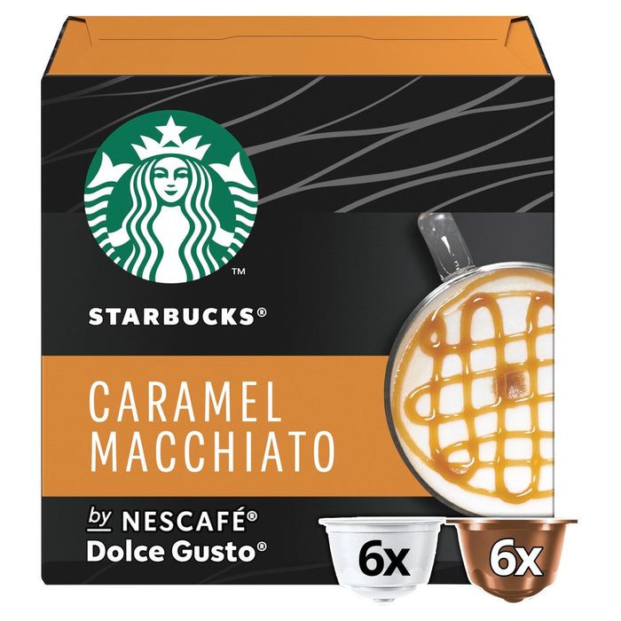 Starbucks Caramel MacChiato Coffee Pods de Nescafe Dolce Gusto 12 por paquete