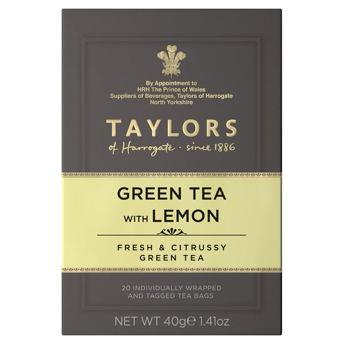 Taylors té verde con bolsas de té de limón 20 por paquete