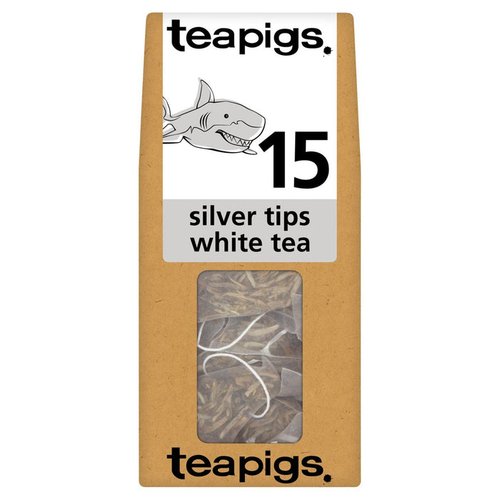 أكياس الشاي الأبيض ذات الأطراف الفضية من Teapigs، 15 كيسًا في كل عبوة