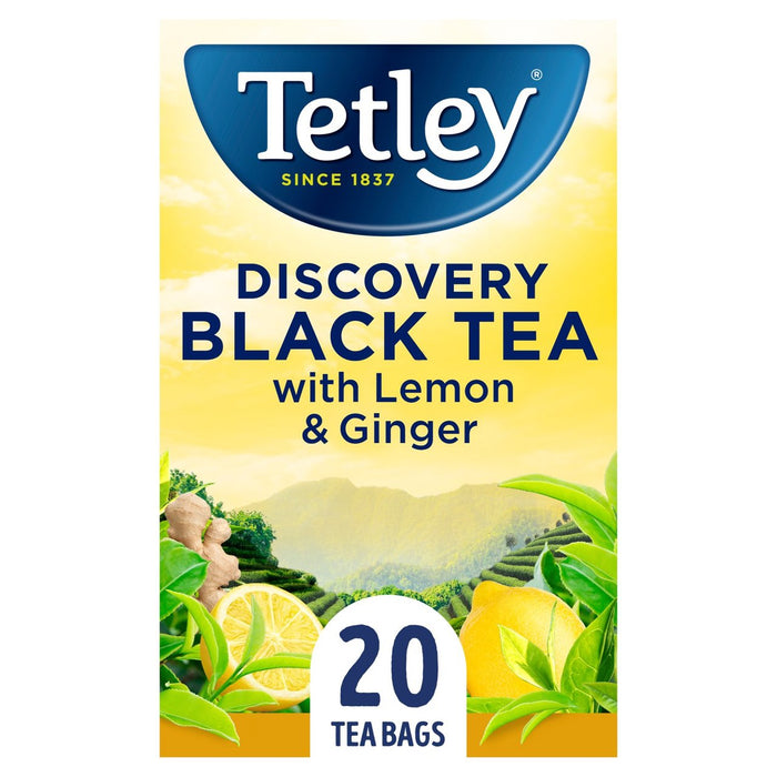 Tetley Discovery Thé noir avec citron et gingembre 20 par paquet