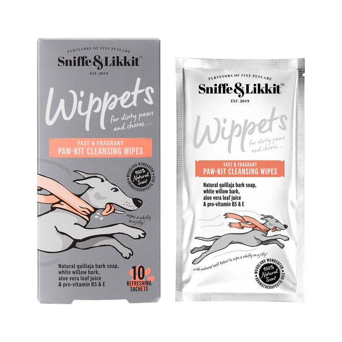 Sniffe & Likkit Wippets Kit de pata rápido y fragante Toallitas de limpieza para perros 10pc