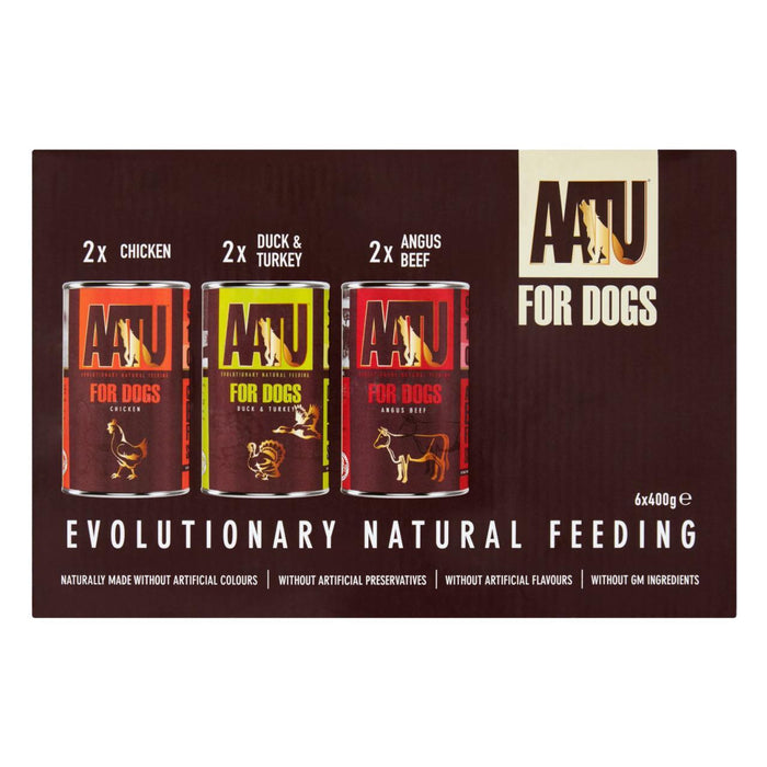 AATU طعام الكلاب البالغ، علبة مختلطة، 6 × 400 جرام
