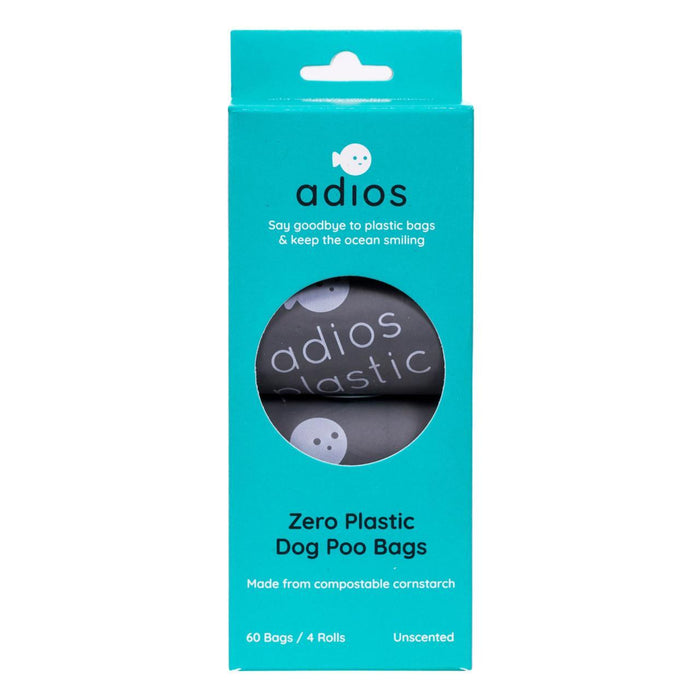 Adios Compostable & Biodegradable Dog Poo Bags Grey 60 per pack