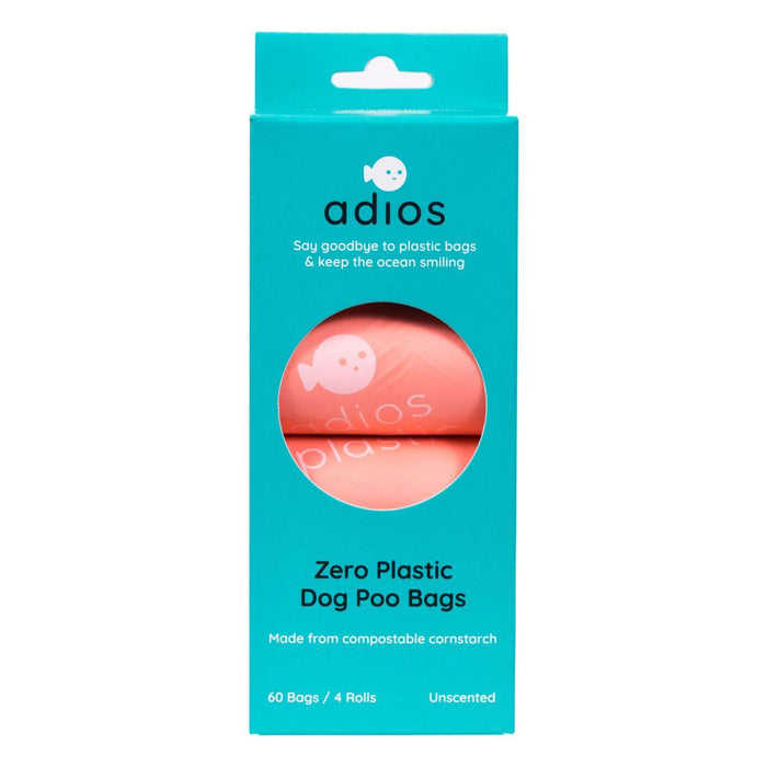 Adios Compostable & Biodegradable Dog Poo Bags Pink 60 per pack