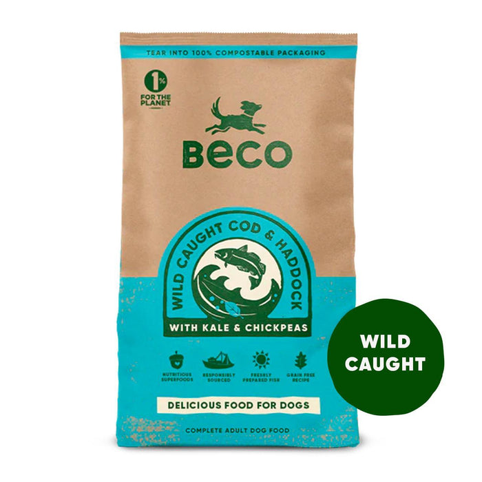 Beco Haustiere umweltbewusstes Kabeljau & Haddock Dry Dog Food 2 kg