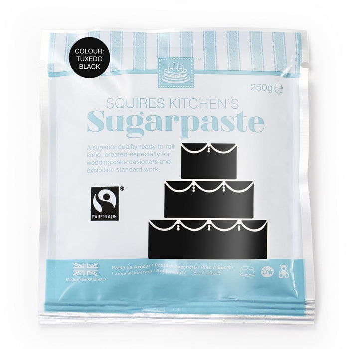 Squires Kitchen Black Fairtrade Sugar Paste listo para rodar Fraing 250G