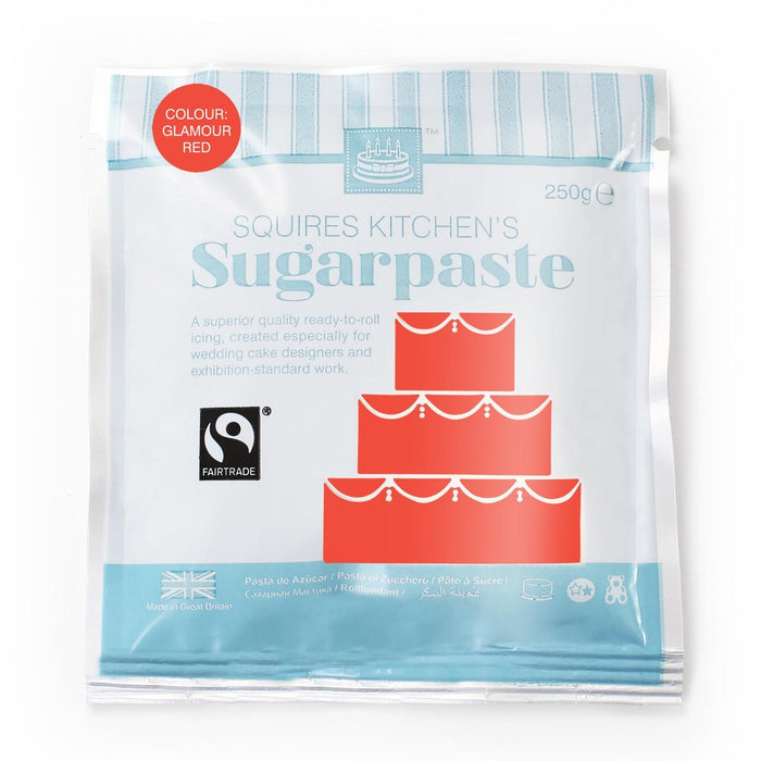 Squires Kitchen Red Fairtrade Sugar Paste listo para rodar 250 g